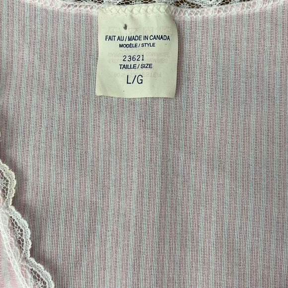 Vintage Pink White Striped Nightgown Women Large Cottagecore 90s Coquette Fairy - Picture 3 of 6